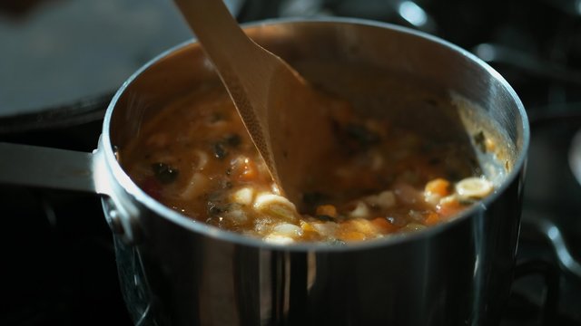 Cooking soup. Shot with high speed camera, phantom flex 4K. Slow Motion.