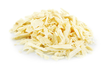 White chocolate shavings isolated on white