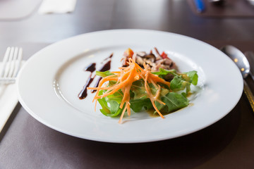 Apitizer mushroom salad mixed with pork