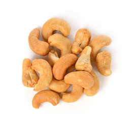 cashew nuts isolated on white background.