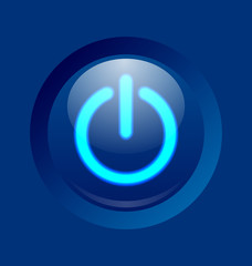 Blue glowing power on, off or standby button