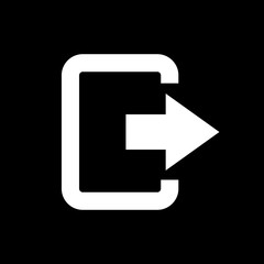 The exit bag icon. Logout and output, outlet, out symbol. Flat