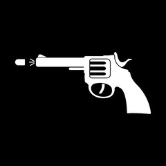 The gun icon. Pistol and handgun, weapon, revolver, shot symbol. Flat