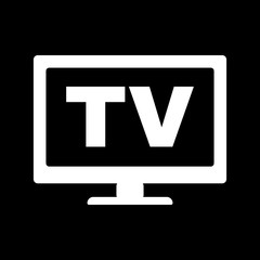 The tv icon. Television and telly, telecasting, broadcast symbol. Flat