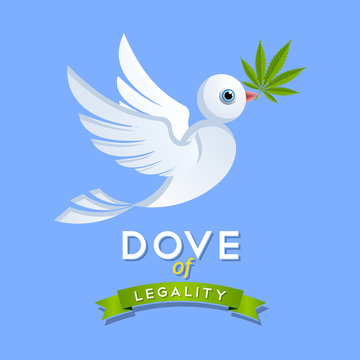Dove of legality with marijuana leaf