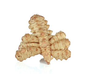 Jerusalem artichoke on a white background