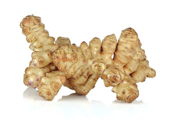 Jerusalem artichoke on a white background