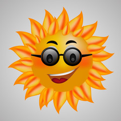 Summer Sun Face with sunglasses Vector Illustration eps 10