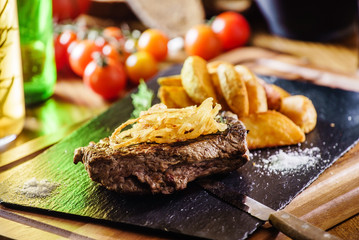 steak with potatoes