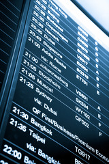 Fototapeta premium Flight arrival and departure sign board in airport