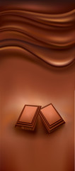chocolate background with piece of chocolate