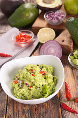 guacamole and ingredients