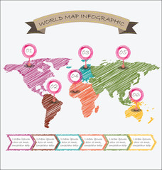 World map illustration infographics geometric sketch design