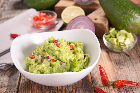 guacamole and ingredients