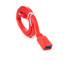 red usb cable on a white background