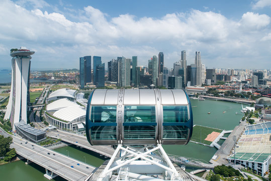 Aerial view of Singapore city with nice sky