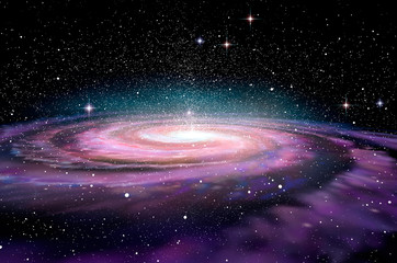 Naklejka premium Ślimakowata galaktyka w głębokim spcae, 3D ilustracja
