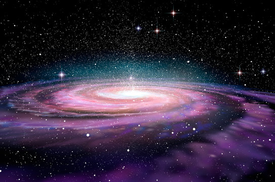 Fototapeta Spiral Galaxy in deep spcae, 3D illustration