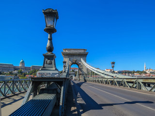 Fototapeta premium Chain Bridge, one of several bridges through the Danube River, Budapest, Hungary