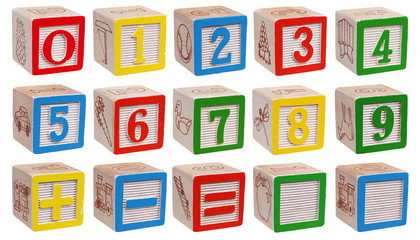 Collection of wooden blocks - numbers