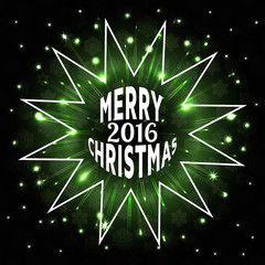Merry Christmas and Happy New Year 2016 greeting card with beautiful fireworks in the night. Shining Christmas background. Vector illustration.