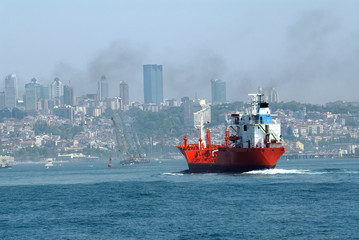 Cargo ship in Bosporus Sea