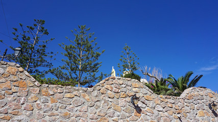 Fototapeta na wymiar traditional greece architecture in porto castello on santorini