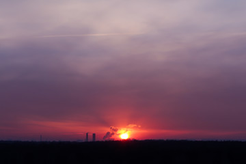 Colorful sunset with clouds