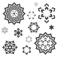 Set of abstract flowers and stars - elements