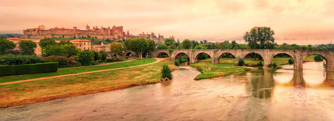 Cite de Carcassonne, Languedoc-Roussillon, France - obrazy, fototapety, plakaty