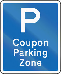 New Zealand road sign - Coupon parking zone repeater sign