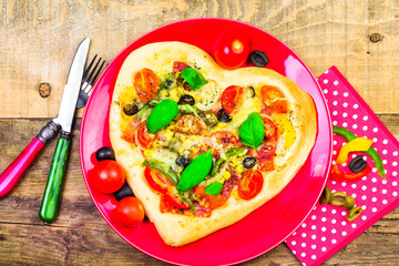 delicious italian pizza served wooden table
