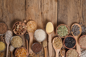 Cereal grains , seeds, beans