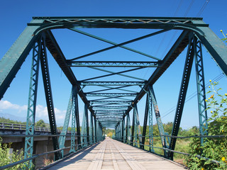 iron bridge on blue sky background