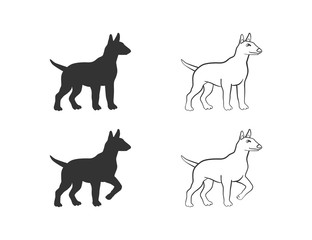 dog in different poses on an isolated background