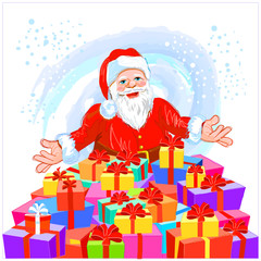Illustration of  Christmas Eve, Santa Claus Gives Gifts On Christmas 
