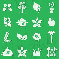 Vector vegetarian organic food icons