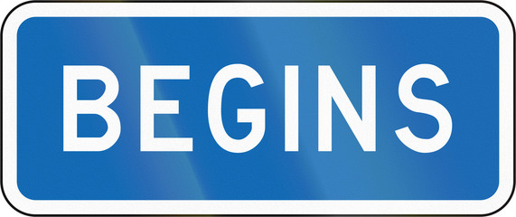 New Zealand supplemetary road sign RP-3.2 - Begins