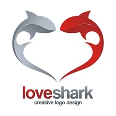 Creative Logo Design of Love Shark