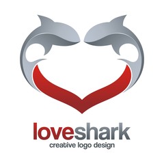Creative Logo Design of Love Shark