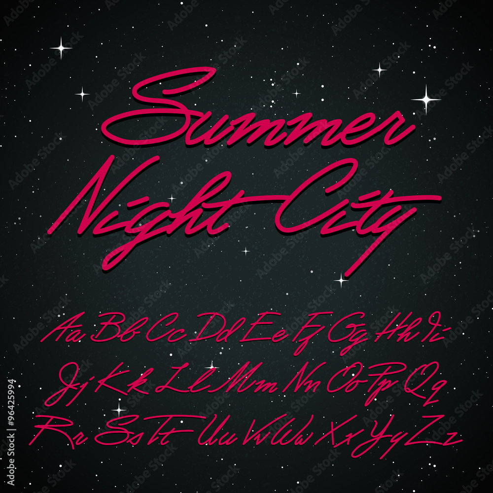 Fototapete hand written cursive retro font. vector calligraphic alphabet with uppercase and lowercase letters