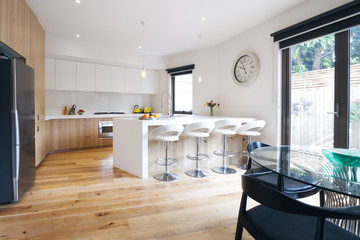 Modern open plan kitchen with island bench