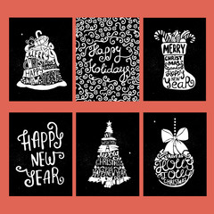Typographic Christmas and New Year cards collection.