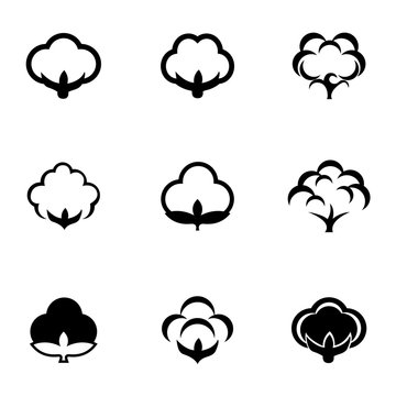 Vector black cotton icon set. Cotton Icon Object, Cotton Icon Picture, Cotton Icon Image - stock vector