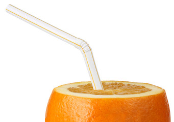 Orange with straw