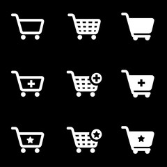 Vector white shopping cart icon set. Shopping Cart Icon Object, Shopping Cart Icon Picture, Shopping Cart Icon Image - stock vector
