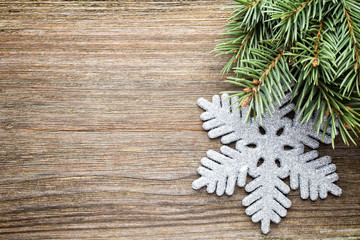 Wood texture with ornament and firtree.