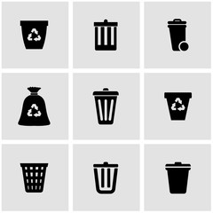 Vector black trash can icon set. Trash Can Icon Object, Trash Can Icon Picture, Trash Can Icon Image - stock vector