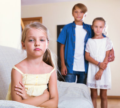 Upset girl  is jealous sister of stepbrother