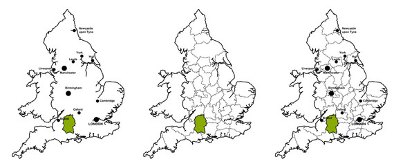 Wiltshire located on map of England